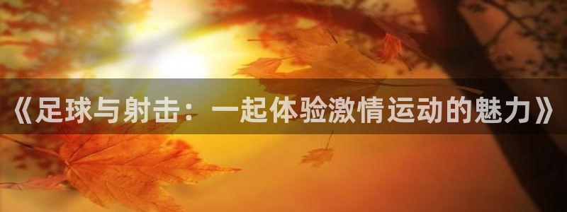 bbin视讯游戏官网：《足球与射击：一起体验激情运动的魅力》