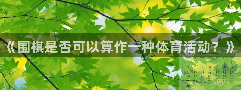 bbin视讯游戏平台：《围棋是否可以算作一种体育活动？》